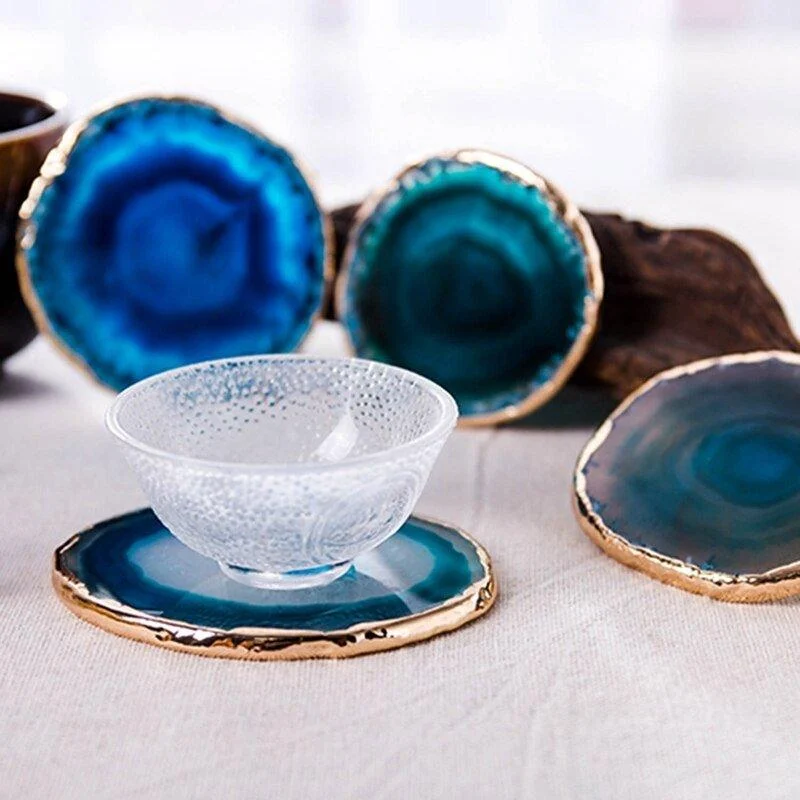 Blue Agate Coaster 2-Piece Set -