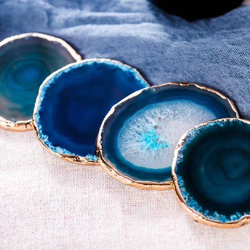 Blue Agate Coaster 2-Piece Set -