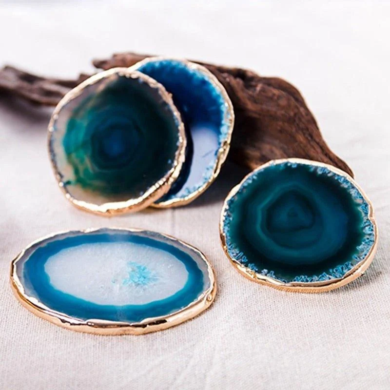 Blue Agate Coaster 2-Piece Set -