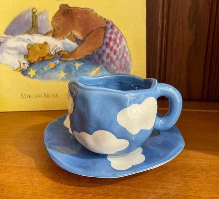 Blue Ceramic Cloud Mug Set -