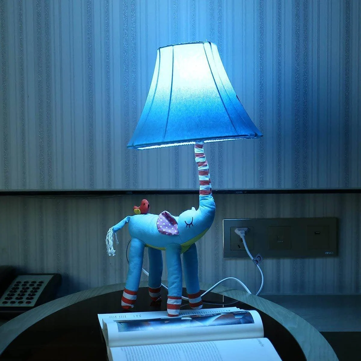 Blue Elephant Night Lamp - Fun Touch for Your Kid's Room Decor -