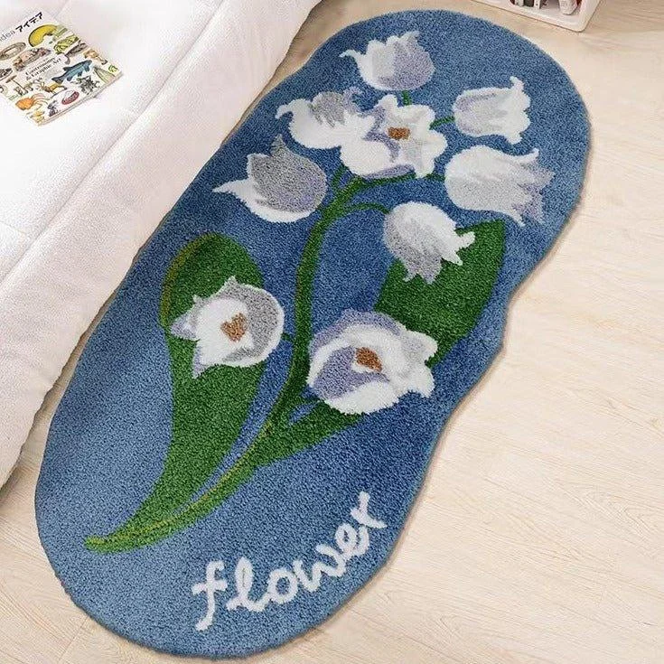 Blue Floral Long Room Rug -  - #tag1#