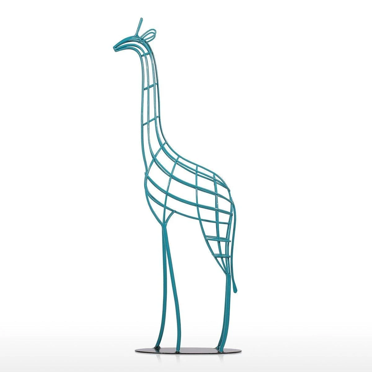 Blue Giraffe Wired Metal Statue -