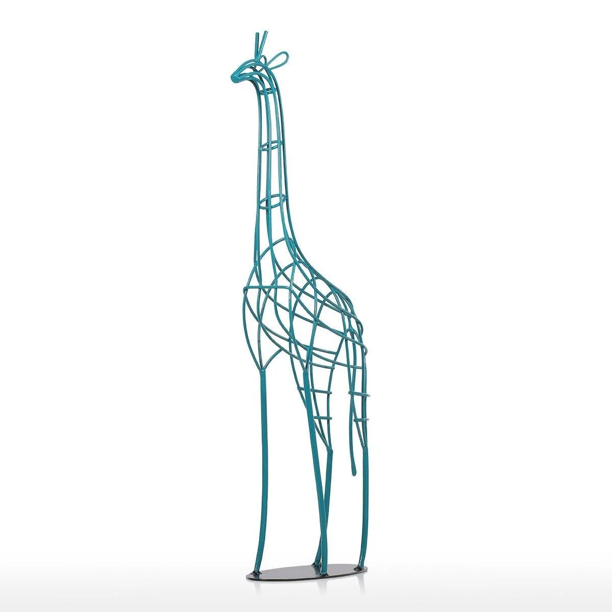 Blue Giraffe Wired Metal Statue -