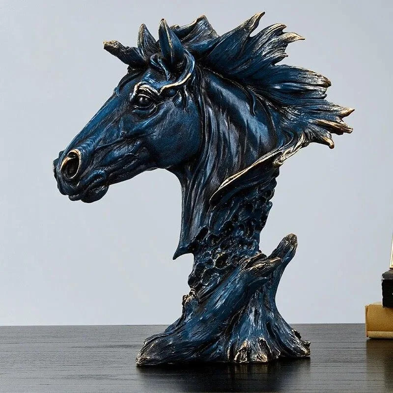Blue Horse Vintage Modern Artware Retro Resin Sculptures and Statues -