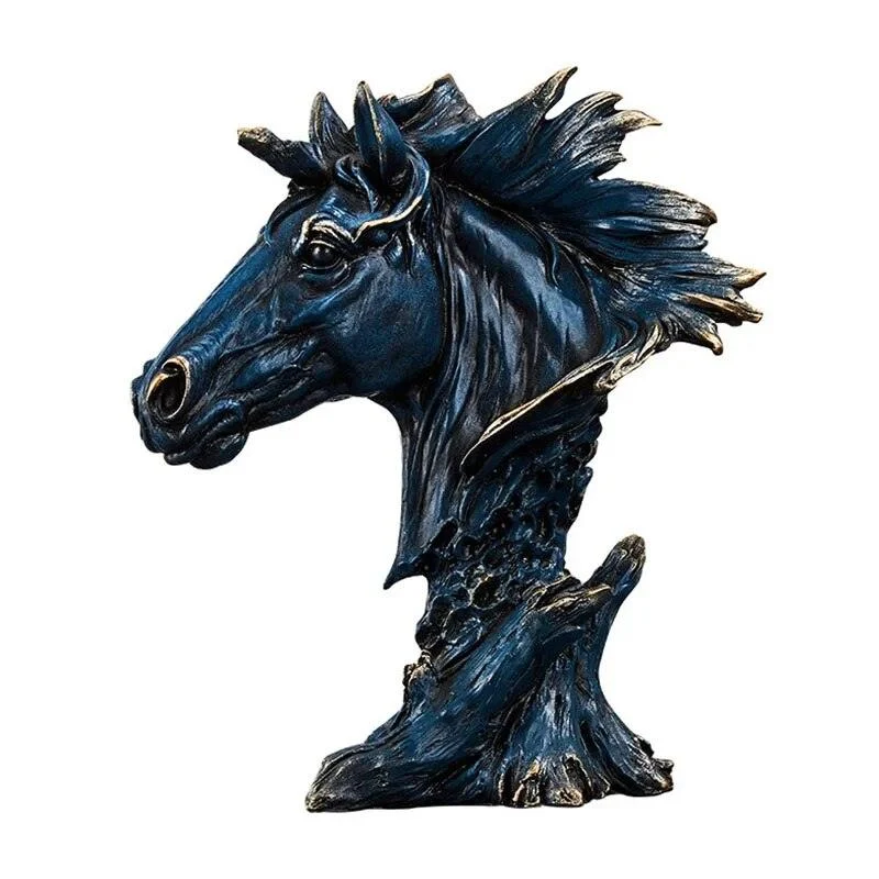 Blue Horse Vintage Modern Artware Retro Resin Sculptures and Statues -