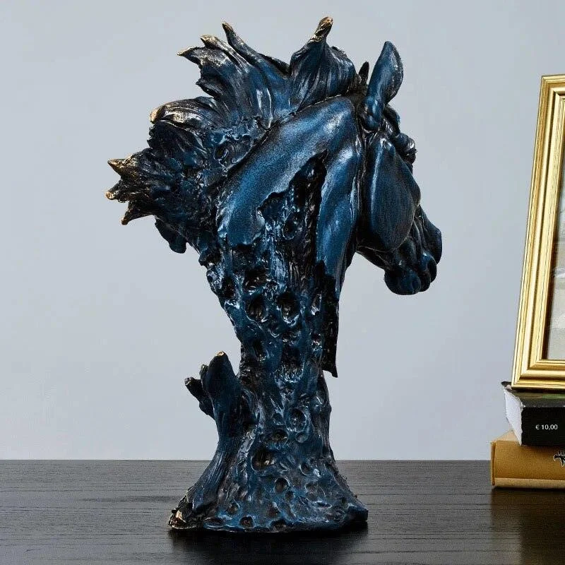 Blue Horse Vintage Modern Artware Retro Resin Sculptures and Statues -