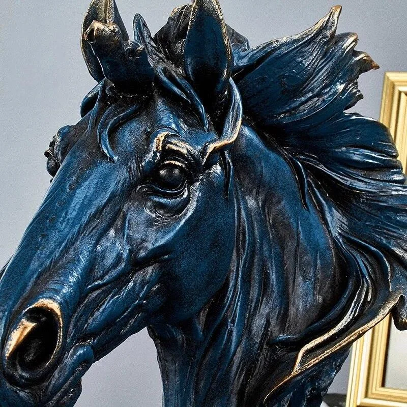 Blue Horse Vintage Modern Artware Retro Resin Sculptures and Statues -
