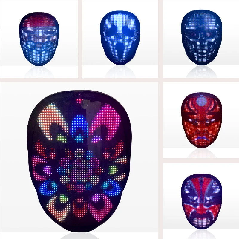 Bluetooth APP Full-color Led Face-changing Luminous Mask Halloween Mask -  - #tag1#
