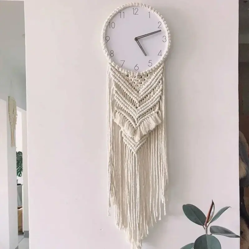 Boheme Stylish Makramee Wall Clock tag1