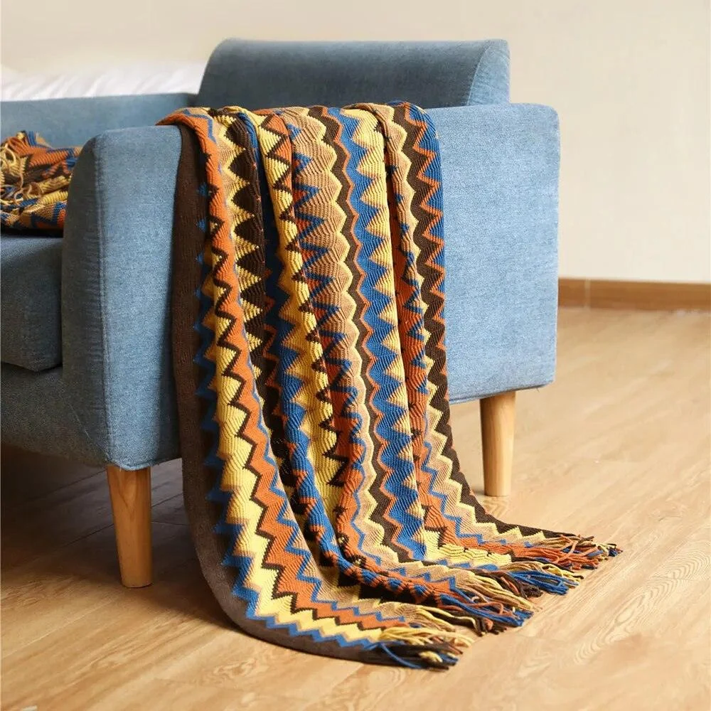 Bohemia Style Knitted Pashmina Tassels Throw Blanket -