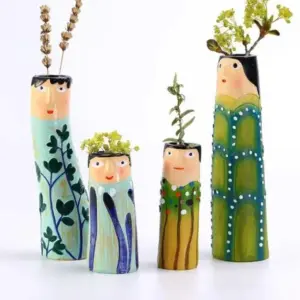 Bohemian Crazy Family Face Vase - 