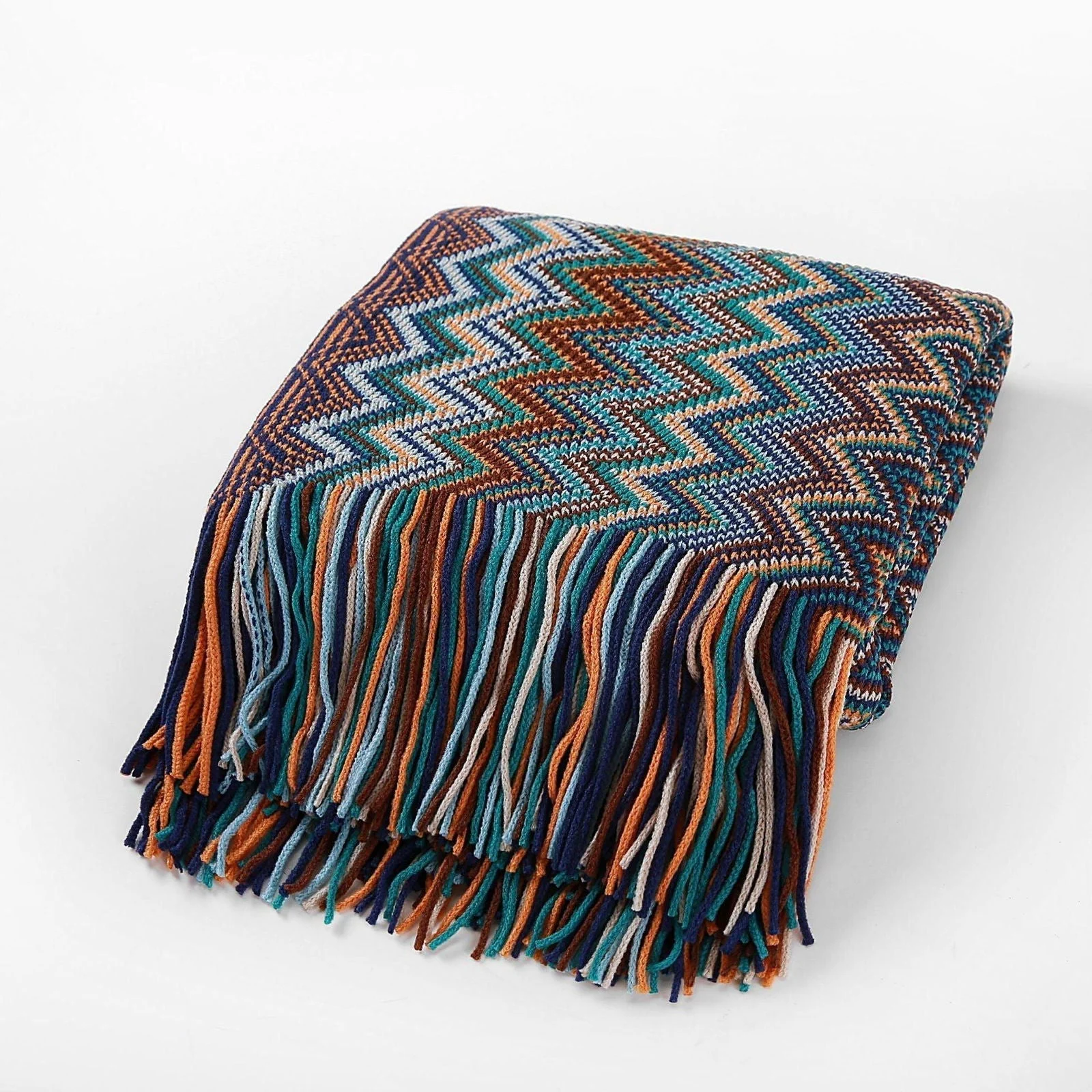 Bohemian Knitted Striped Blanket -