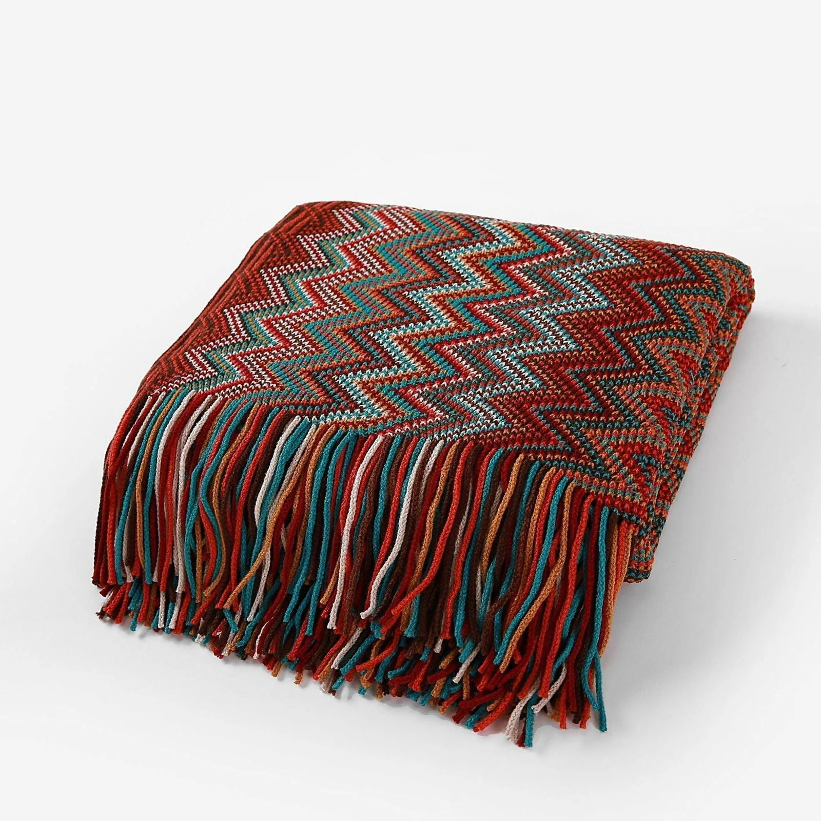 Bohemian Knitted Striped Blanket -