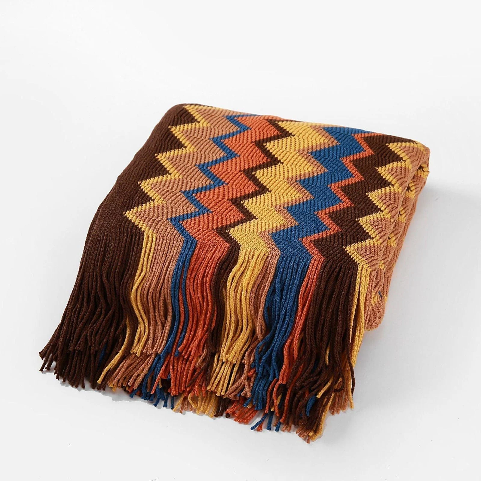 Bohemian Knitted Striped Blanket -