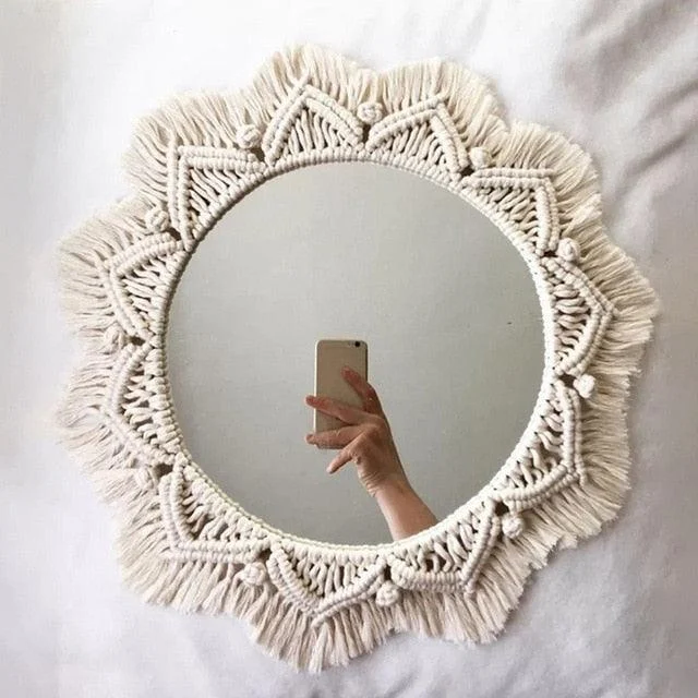 Bohemian Macrame Wall Decorative Mirror - 