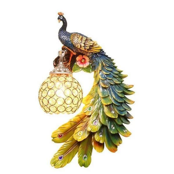Bohemian Peacock Luxury LED Crystal Wall Sconce Lamp -  - #tag1#