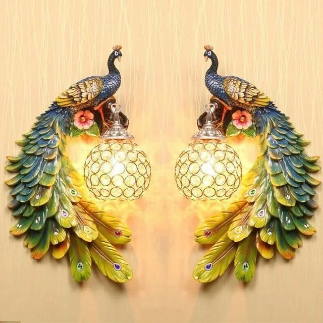 Bohemian Peacock Luxury LED Crystal Wall Sconce Lamp -  - #tag1#
