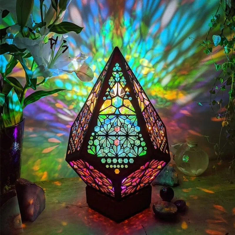 Bohemian Polar Star Wooden Floor Lamp, LED Colorful Star Projector -  - #tag1#