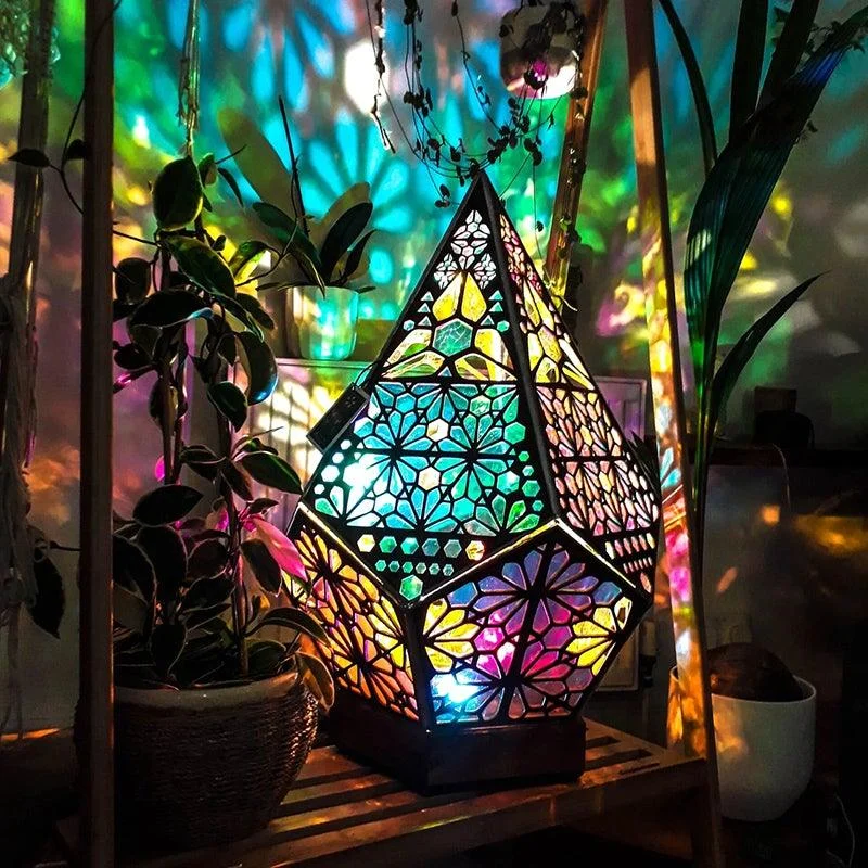 Bohemian Polar Star Wooden Floor Lamp, LED Colorful Star Projector -  - #tag1#