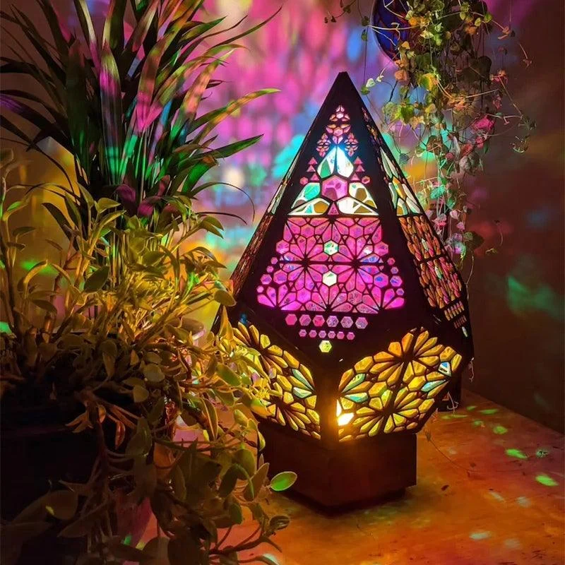 Bohemian Polar Star Wooden Floor Lamp, LED Colorful Star Projector -  - #tag1#