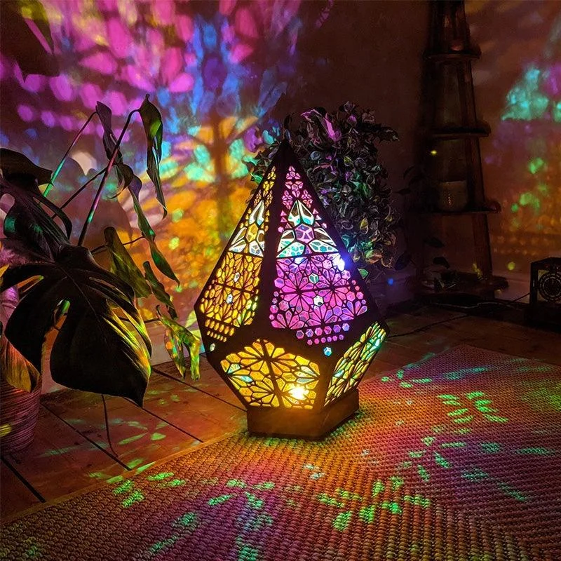 Bohemian Polar Star Wooden Floor Lamp, LED Colorful Star Projector -  - #tag1#