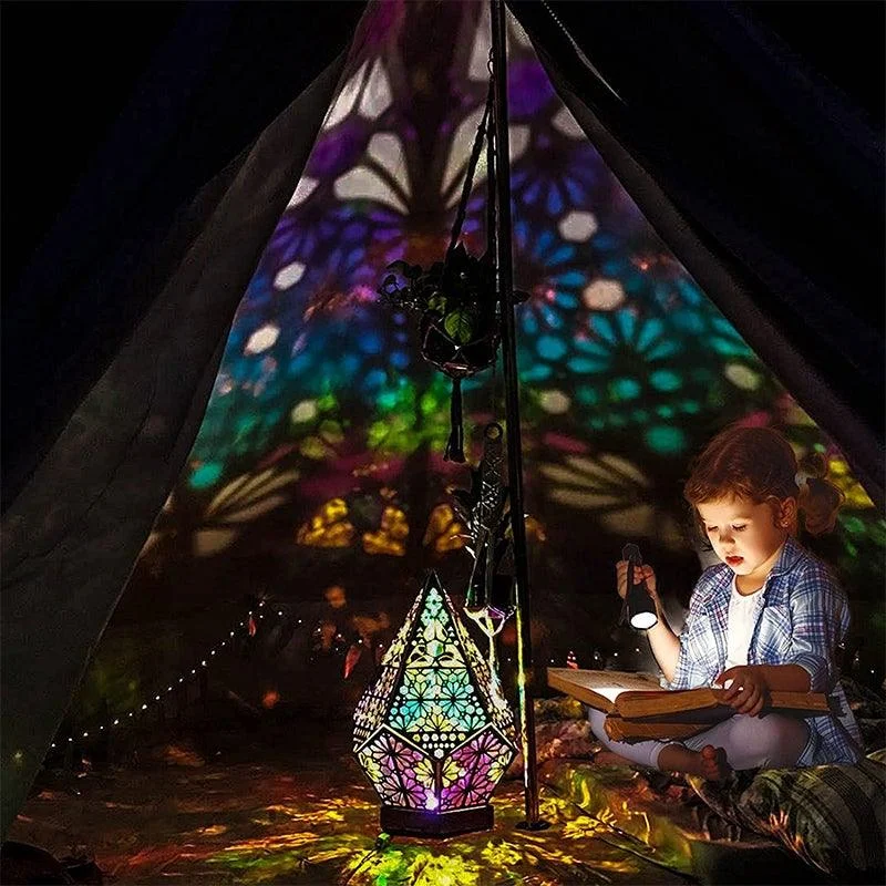 Bohemian Polar Star Wooden Floor Lamp, LED Colorful Star Projector -  - #tag1#