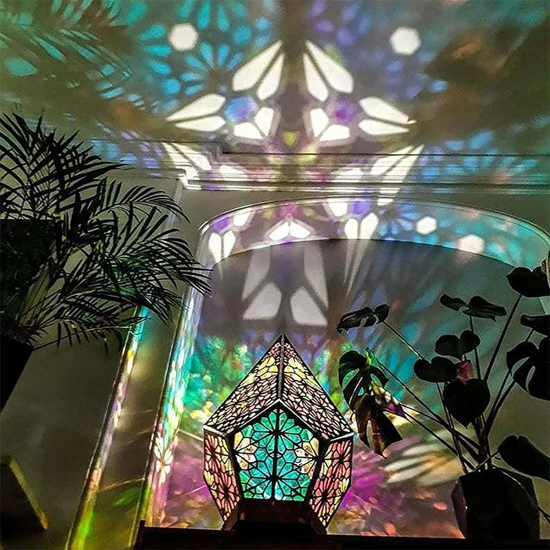 Bohemian Polar Star Wooden Floor Lamp, LED Colorful Star Projector -  - #tag1#