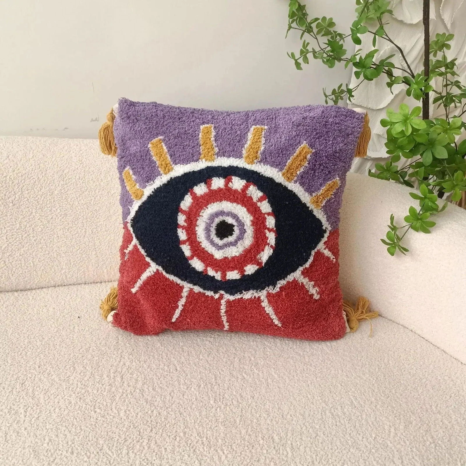 Bohemian Style Devil's Eye Tufted Cushion Cover -  - #tag1#