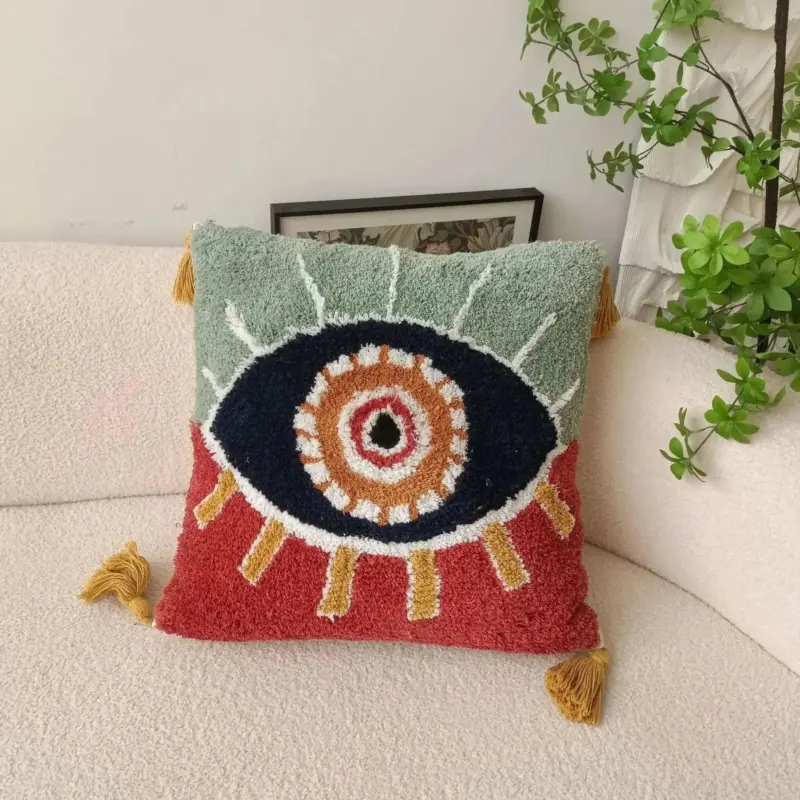 Bohemian Style Devil s Eye Tufted Cushion Cover tag1