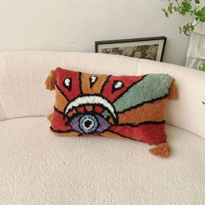 Bohemian Style Devil s Eye Tufted Cushion Cover tag1
