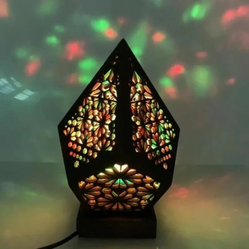 Bohemian Style Wooden LED Projection Lamp tag1