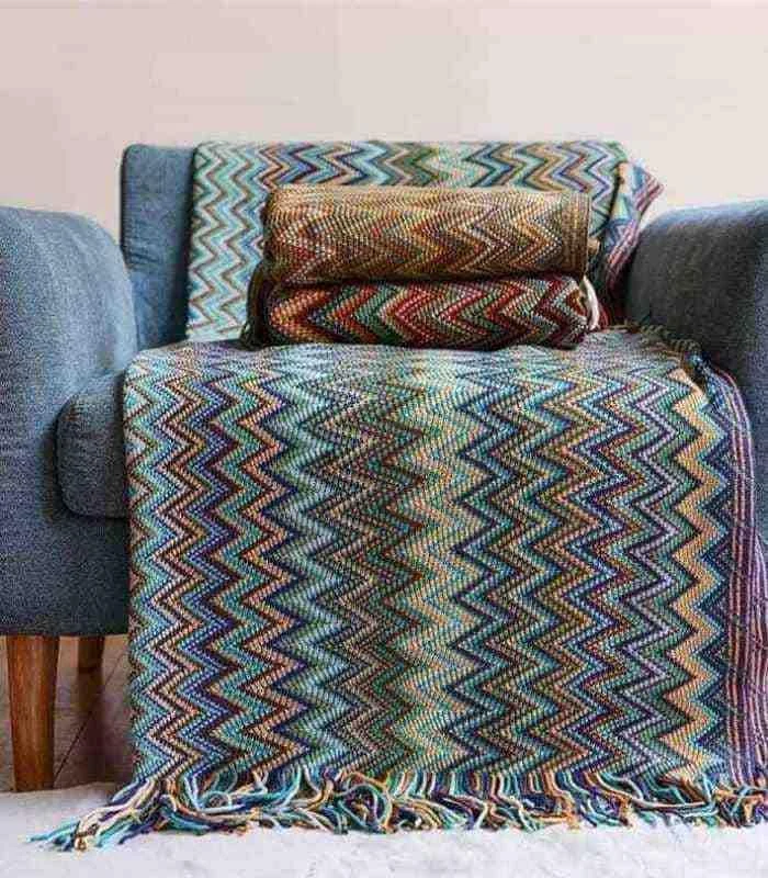 Bohemian Throw Blanket Chevron Pattern Acrylic 130x220cm -  - #tag1#