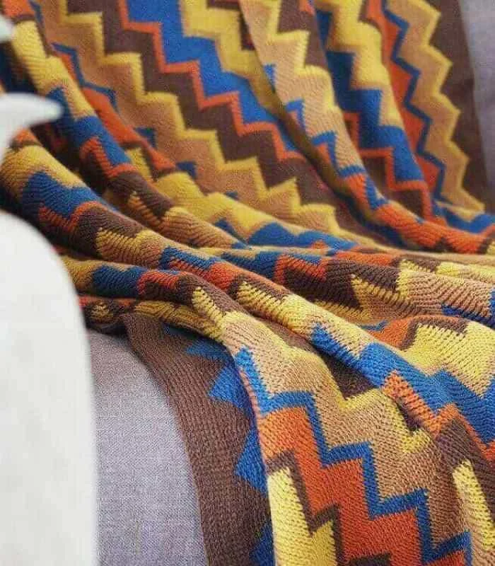 Bohemian Throw Blanket Chevron Pattern Acrylic 130x220cm -  - #tag1#