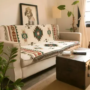 BohoFab Blanket - Luxury Boho Blanket Throw - Geometric Ethnic Tassel Tapestry Blanket