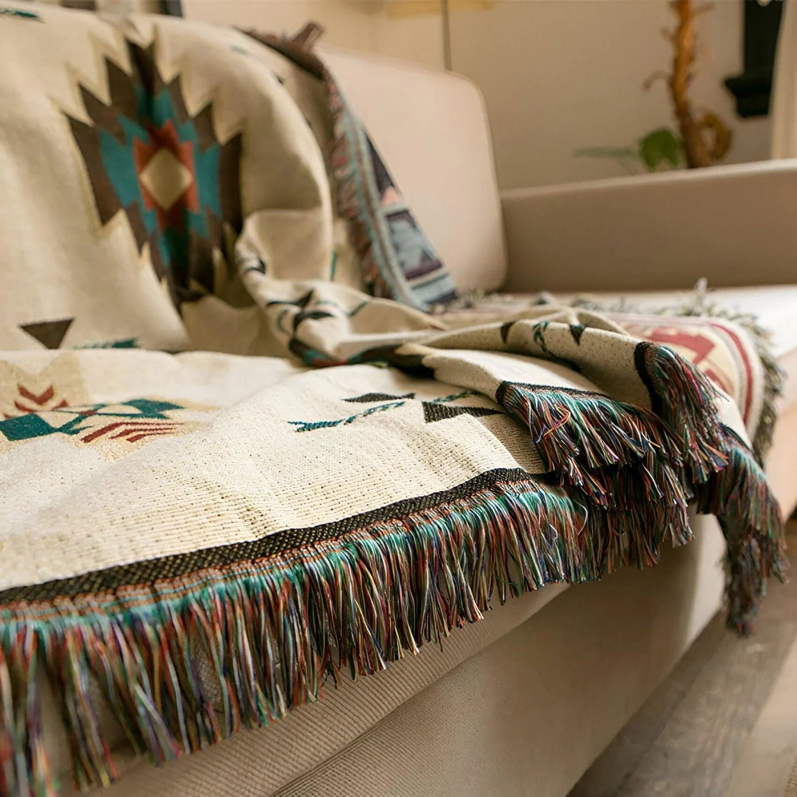 BohoFab Blanket - Luxury Boho Blanket Throw - Geometric Ethnic Tassel Tapestry Blanket -  - #tag1#