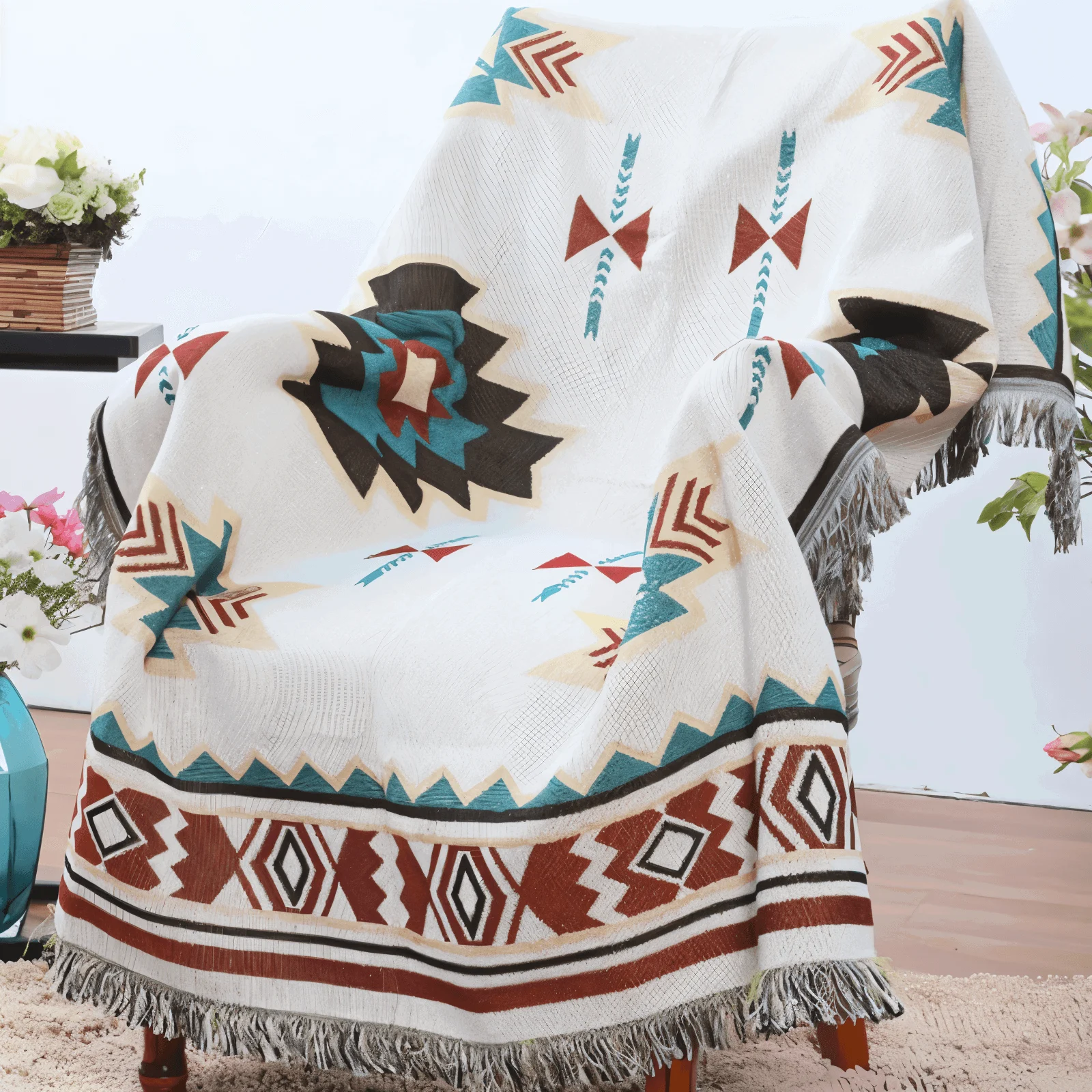 BohoFab Blanket - Luxury Boho Blanket Throw - Geometric Ethnic Tassel Tapestry Blanket -  - #tag1#