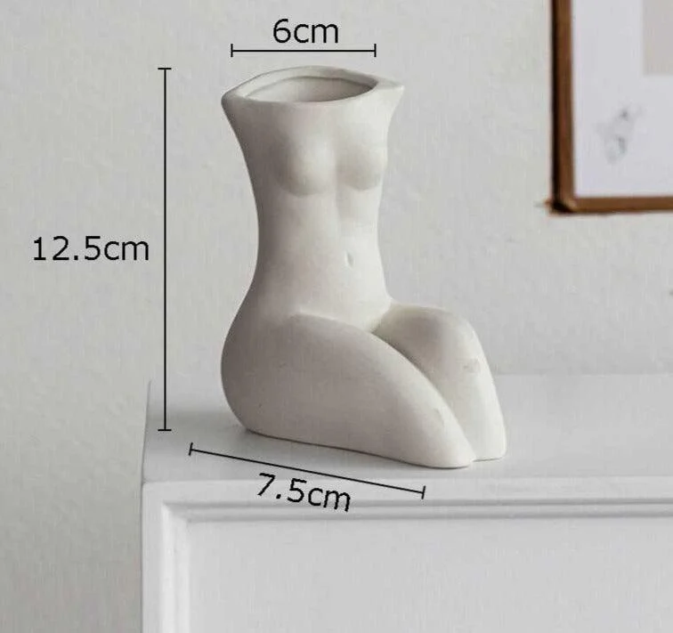 Boho Ceramic Female Body Vase -