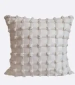 Boho Chic Textured Cushion Cover Square or Rectangle 3D Tufted Design Beige tag1