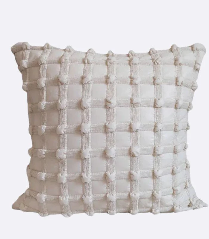 Boho Chic Textured Cushion Cover - Square or Rectangle - 3D Tufted Design Beige -  - #tag1#