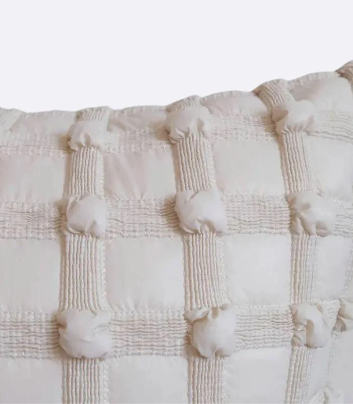 Boho Chic Textured Cushion Cover - Square or Rectangle - 3D Tufted Design Beige -  - #tag1#