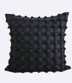 Boho Chic Textured Cushion Cover Square or Rectangle 3D Tufted Design Black tag1