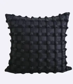 Boho Chic Textured Cushion Cover - Square or Rectangle - 3D Tufted Design Black
