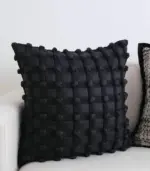 Boho Chic Textured Cushion Cover Square or Rectangle 3D Tufted Design Black tag1