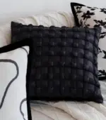 Boho Chic Textured Cushion Cover Square or Rectangle 3D Tufted Design Black tag1