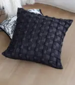 Boho Chic Textured Cushion Cover Square or Rectangle 3D Tufted Design Black tag1
