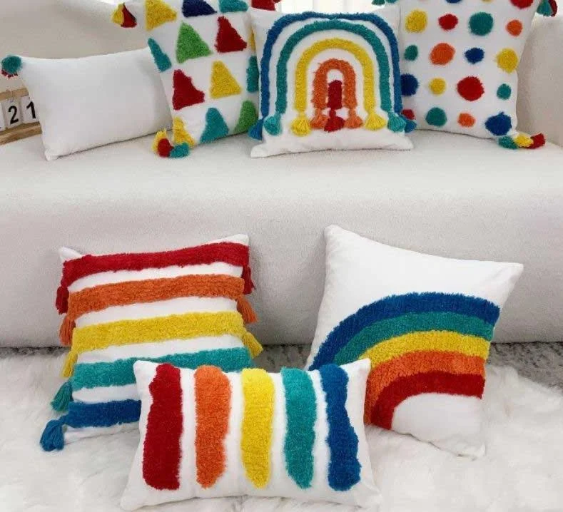 Boho Colorful Rainbow Pillow Cases -