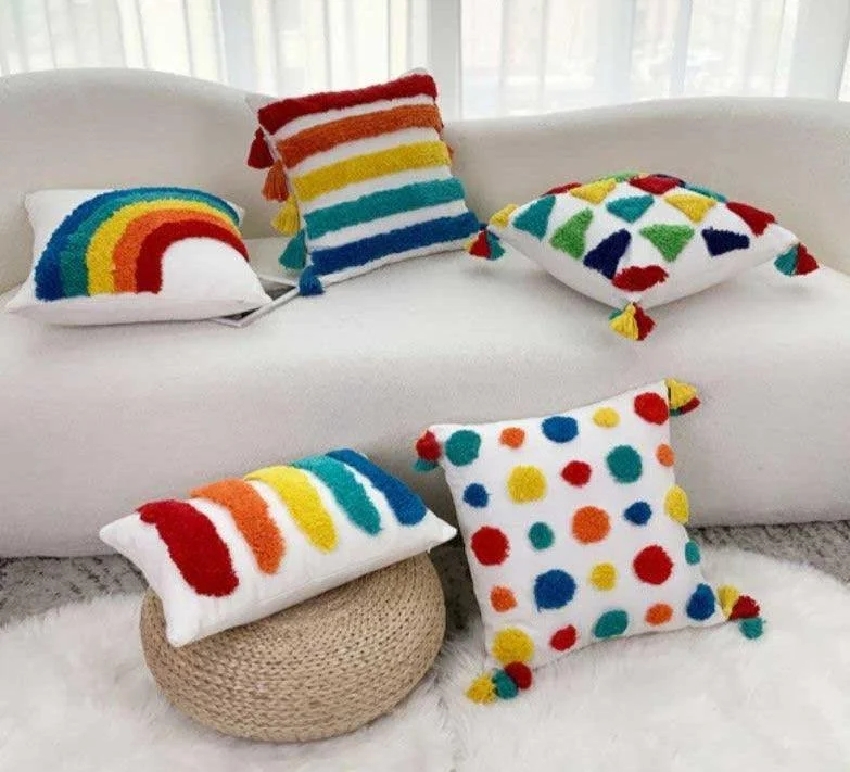 Boho Colorful Rainbow Pillow Cases -