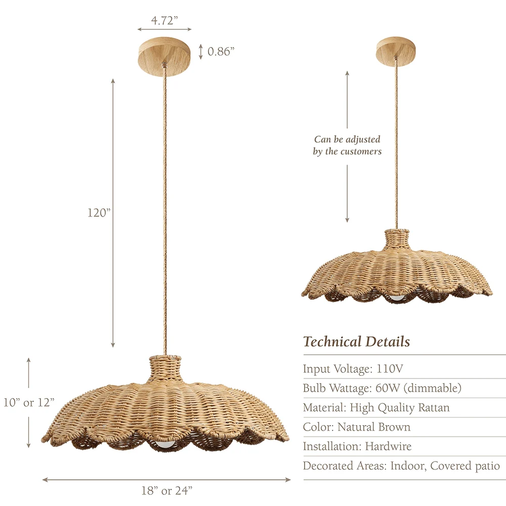 Boho Creative Decor Rattan Woven Pendant Lamp -  - #tag1#