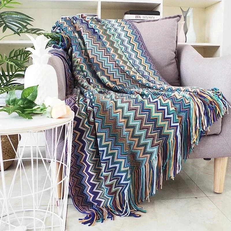 Boho Geometry Blanket: Versatile Décor Accent -
